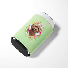 Load image into Gallery viewer, Chocolate Cockapoo Green Flowers Can or Bottle Hugger CK4413CC