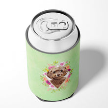 Load image into Gallery viewer, Chocolate Cockapoo Green Flowers Can or Bottle Hugger CK4413CC