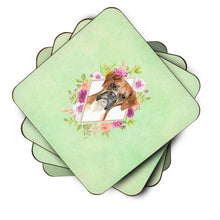 Load image into Gallery viewer, Boxer Green Flowers Coasters - Set of 4 Lightweight Foam, Absorbent Drink Coasters  CK4415FC