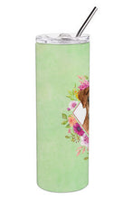 Load image into Gallery viewer, Boxer Green Flowers Double Walled Stainless Steel 20 oz Skinny Tumbler CK4415TBL20