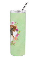 Load image into Gallery viewer, Boxer Green Flowers Double Walled Stainless Steel 20 oz Skinny Tumbler CK4415TBL20