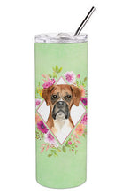 Load image into Gallery viewer, Boxer Green Flowers Double Walled Stainless Steel 20 oz Skinny Tumbler CK4415TBL20