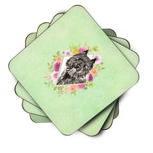 Load image into Gallery viewer, Bouvier des Flandres Green Flowers Coasters - Set of 4 Lightweight Foam, Absorbent Drink Coasters  CK4416FC