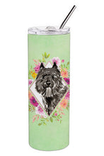 Load image into Gallery viewer, Bouvier des Flandres Green Flowers Double Walled Stainless Steel 20 oz Skinny Tumbler CK4416TBL20