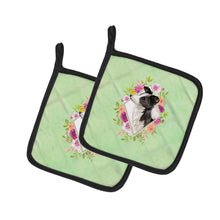 Load image into Gallery viewer, Border Collie Green Flowers Pot Holders - Set of 2 - Heat-Resistant Kitchen Essentials CK4418PTHD