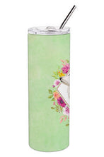 Load image into Gallery viewer, Border Collie Green Flowers Double Walled Stainless Steel 20 oz Skinny Tumbler CK4418TBL20