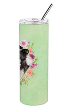 Load image into Gallery viewer, Border Collie Green Flowers Double Walled Stainless Steel 20 oz Skinny Tumbler CK4418TBL20