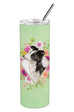 Load image into Gallery viewer, Border Collie Green Flowers Double Walled Stainless Steel 20 oz Skinny Tumbler CK4418TBL20