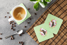 Load image into Gallery viewer, Black and Tan Dachshund Green Flowers Coasters - Set of 4 Lightweight Foam, Absorbent Drink Coasters  CK4422FC