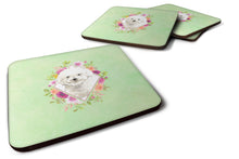 Load image into Gallery viewer, Bichon Frise Green Flowers Coasters - Set of 4 Lightweight Foam, Absorbent Drink Coasters  CK4423FC