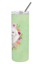 Load image into Gallery viewer, Bichon Frise Green Flowers Double Walled Stainless Steel 20 oz Skinny Tumbler CK4423TBL20