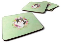 Load image into Gallery viewer, Bernese Mountain Dog Green Flowers Coasters - Set of 4 Lightweight Foam, Absorbent Drink Coasters  CK4424FC