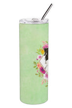 Load image into Gallery viewer, Bernese Mountain Dog Green Flowers Double Walled Stainless Steel 20 oz Skinny Tumbler CK4424TBL20