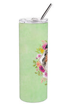 Load image into Gallery viewer, Australian Shepherd Green Flowers Double Walled Stainless Steel 20 oz Skinny Tumbler CK4427TBL20