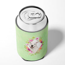 Load image into Gallery viewer, White Pit Bull Terrier Green Flowers Can or Bottle Hugger CK4428CC