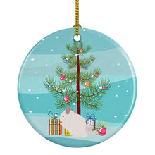 Load image into Gallery viewer, Pink and White Chinchilla Merry Christmas Ornament - Round Ceramic Ornament – Artist-Designed Keepsake Decoration