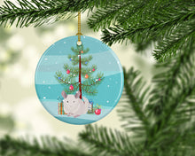 Load image into Gallery viewer, White Dominant Chinchilla Merry Christmas Ornament - Round Ceramic Ornament – Artist-Designed Keepsake Decoration