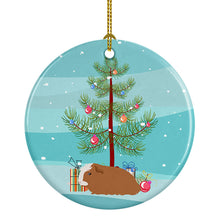 Load image into Gallery viewer, Crested Guinea Pig Merry Christmas Ornament - Round Ceramic Ornament – Artist-Designed Keepsake Decoration
