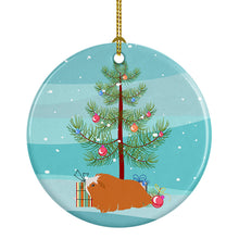 Load image into Gallery viewer, Peruvian Guinea Pig Merry Christmas Ornament - Round Ceramic Ornament – Artist-Designed Keepsake Decoration