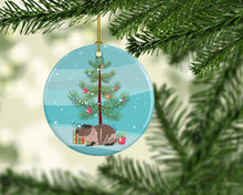 Load image into Gallery viewer, Skinny Guinea Pig Merry Christmas Ornament - Round Ceramic Ornament – Artist-Designed Keepsake Decoration