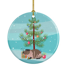 Load image into Gallery viewer, Skinny Guinea Pig Merry Christmas Ornament - Round Ceramic Ornament – Artist-Designed Keepsake Decoration