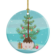 Load image into Gallery viewer, Dzungarian Hamster Merry Christmas Ornament - Round Ceramic Ornament – Artist-Designed Keepsake Decoration