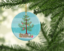 Load image into Gallery viewer, Grey Domestic Mouse Merry Christmas Ornament - Round Ceramic Ornament – Artist-Designed Keepsake Decoration