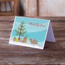 Load image into Gallery viewer, Grey Domestic Mouse Merry Christmas Greeting Cards -  Blank Note Cards – 8-Pack of Artist-Designed Cards with Envelopes
