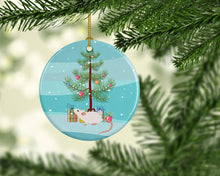 Load image into Gallery viewer, White Domestic Mouse Merry Christmas Ornament - Round Ceramic Ornament – Artist-Designed Keepsake Decoration