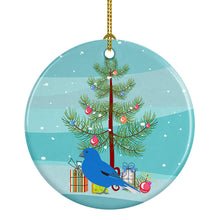 Load image into Gallery viewer, Bunting Merry Christmas Ornament - Round Ceramic Ornament – Artist-Designed Keepsake Decoration