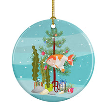 Load image into Gallery viewer, Lionhead Goldfish Merry Christmas Ornament - Round Ceramic Ornament – Artist-Designed Keepsake Decoration