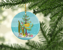 Load image into Gallery viewer, CrownTail Betta Merry Christmas Ornament - Round Ceramic Ornament – Artist-Designed Keepsake Decoration