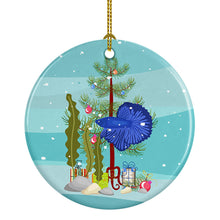 Load image into Gallery viewer, Super Delta Tail Betta Merry Christmas Ornament - Round Ceramic Ornament – Artist-Designed Keepsake Decoration
