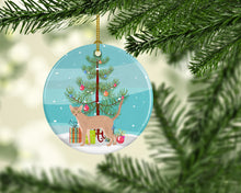 Load image into Gallery viewer, Fawn Abyssinian Cat Merry Christmas Ornament - Round Ceramic Ornament – Artist-Designed Keepsake Decoration