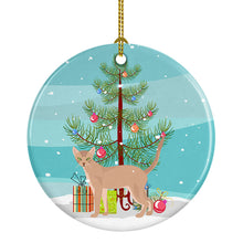 Load image into Gallery viewer, Fawn Abyssinian Cat Merry Christmas Ornament - Round Ceramic Ornament – Artist-Designed Keepsake Decoration