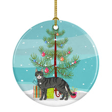 Load image into Gallery viewer, Tricolour Aegean Cat Merry Christmas Ornament - Round Ceramic Ornament – Artist-Designed Keepsake Decoration