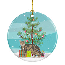 Load image into Gallery viewer, American Wirehair #1 Cat Merry Christmas Ornament - Round Ceramic Ornament – Artist-Designed Keepsake Decoration