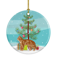 Load image into Gallery viewer, American Wirehair #2 Cat Merry Christmas Ornament - Round Ceramic Ornament – Artist-Designed Keepsake Decoration