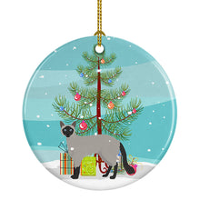 Load image into Gallery viewer, Balinese #1 Cat Merry Christmas Ornament - Round Ceramic Ornament – Artist-Designed Keepsake Decoration