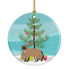 Load image into Gallery viewer, Burmese Cat Merry Christmas Ornament - Round Ceramic Ornament – Artist-Designed Keepsake Decoration