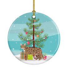 Load image into Gallery viewer, California Spangled #2 Cat Merry Christmas Ornament - Round Ceramic Ornament – Artist-Designed Keepsake Decoration