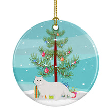 Load image into Gallery viewer, Chinchilla Persian Longhair Cat Merry Christmas Ornament - Round Ceramic Ornament – Artist-Designed Keepsake Decoration