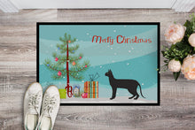 Load image into Gallery viewer, Black Cornish Rex Cat Merry Christmas Doormat - 24x36 Decorative Floor Mat – Indoor/Outdoor Rug with Artistic Flair CK4597JMAT