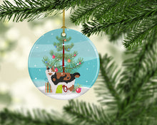 Load image into Gallery viewer, Cymric #2 Cat Merry Christmas Ornament - Round Ceramic Ornament – Artist-Designed Keepsake Decoration