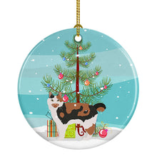 Load image into Gallery viewer, Cymric #2 Cat Merry Christmas Ornament - Round Ceramic Ornament – Artist-Designed Keepsake Decoration