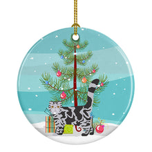 Load image into Gallery viewer, Foldex Exotic Fold #1 Cat Merry Christmas Ornament - Round Ceramic Ornament – Artist-Designed Keepsake Decoration