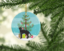 Load image into Gallery viewer, Black German Rex Cat Merry Christmas Ornament - Round Ceramic Ornament – Artist-Designed Keepsake Decoration