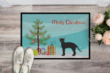 Load image into Gallery viewer, Black German Rex Cat Merry Christmas Doormat - 18x27 Decorative Floor Mat – Indoor/Outdoor Rug with Artistic Flair CK4626MAT