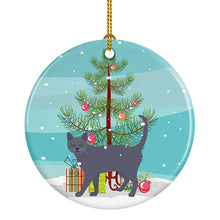 Load image into Gallery viewer, Korat #3 Cat Merry Christmas Ornament - Round Ceramic Ornament – Artist-Designed Keepsake Decoration