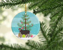 Load image into Gallery viewer, Lykoi #1 Cat Merry Christmas Ornament - Round Ceramic Ornament – Artist-Designed Keepsake Decoration